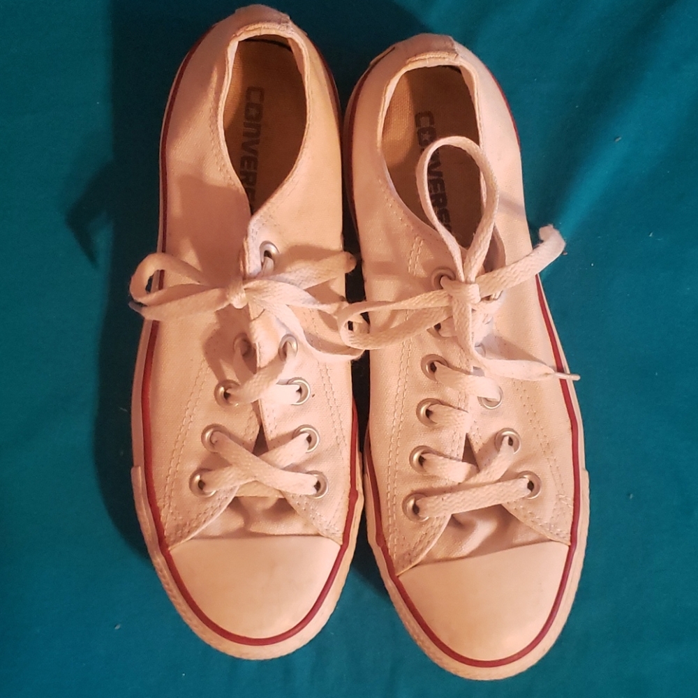 Converse White Low-Tops- Size 8